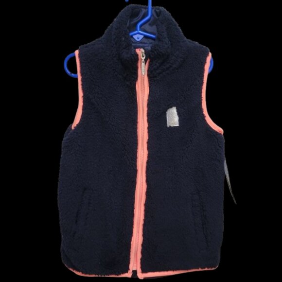 US Polo Assn Girls Vest Sz 7-8 Navy Blue & Pink Lining NWT - Picture 1 of 5